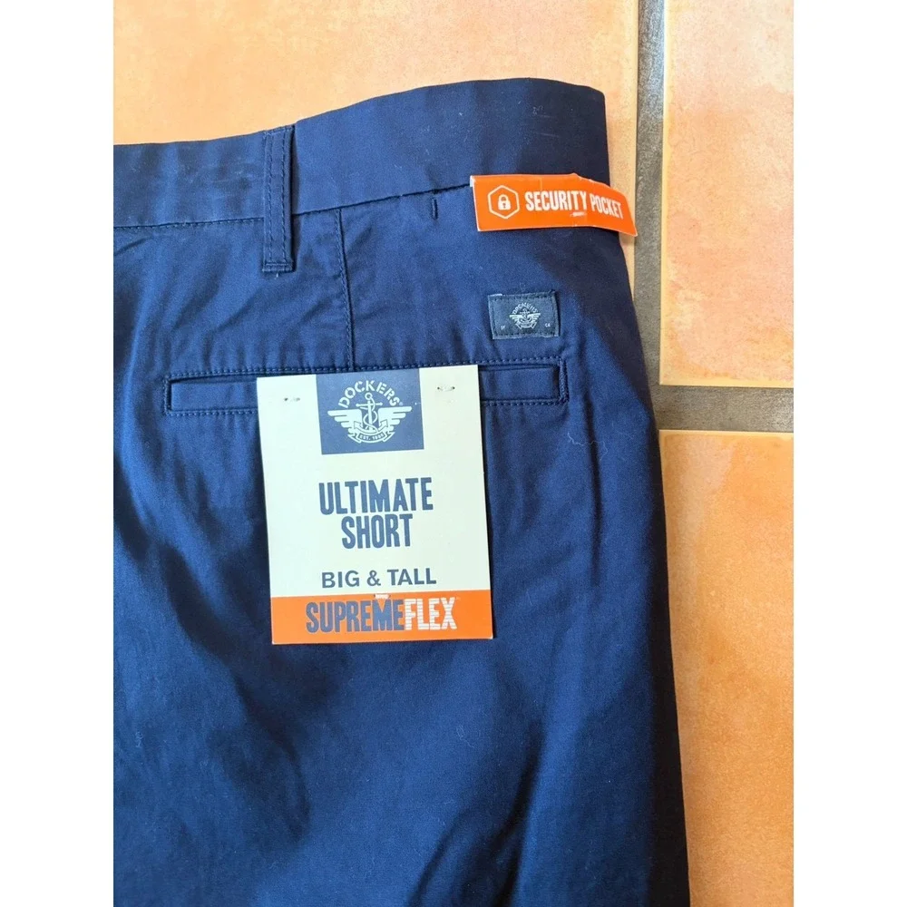 New! Big & Tall  Dockers Ultimate Shorts Supreme Flex Mens Size 52 Navy Blue